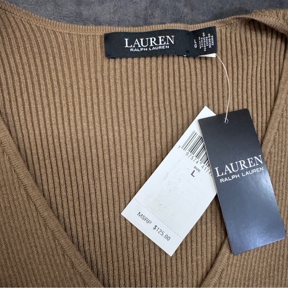 NWT Women RALPH LAUREN Honey Tan Classic   Timeless Blouson light Sweater Spring - Picture 4 of 7